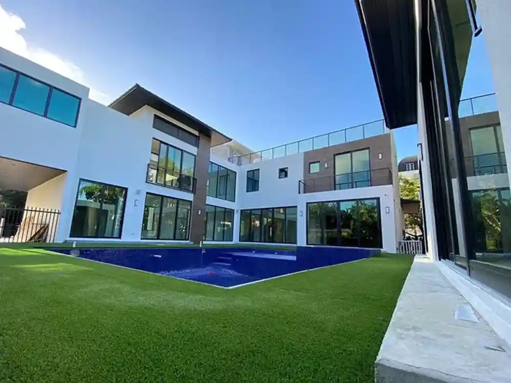 Artificial grass at a contemporary South Florida residence