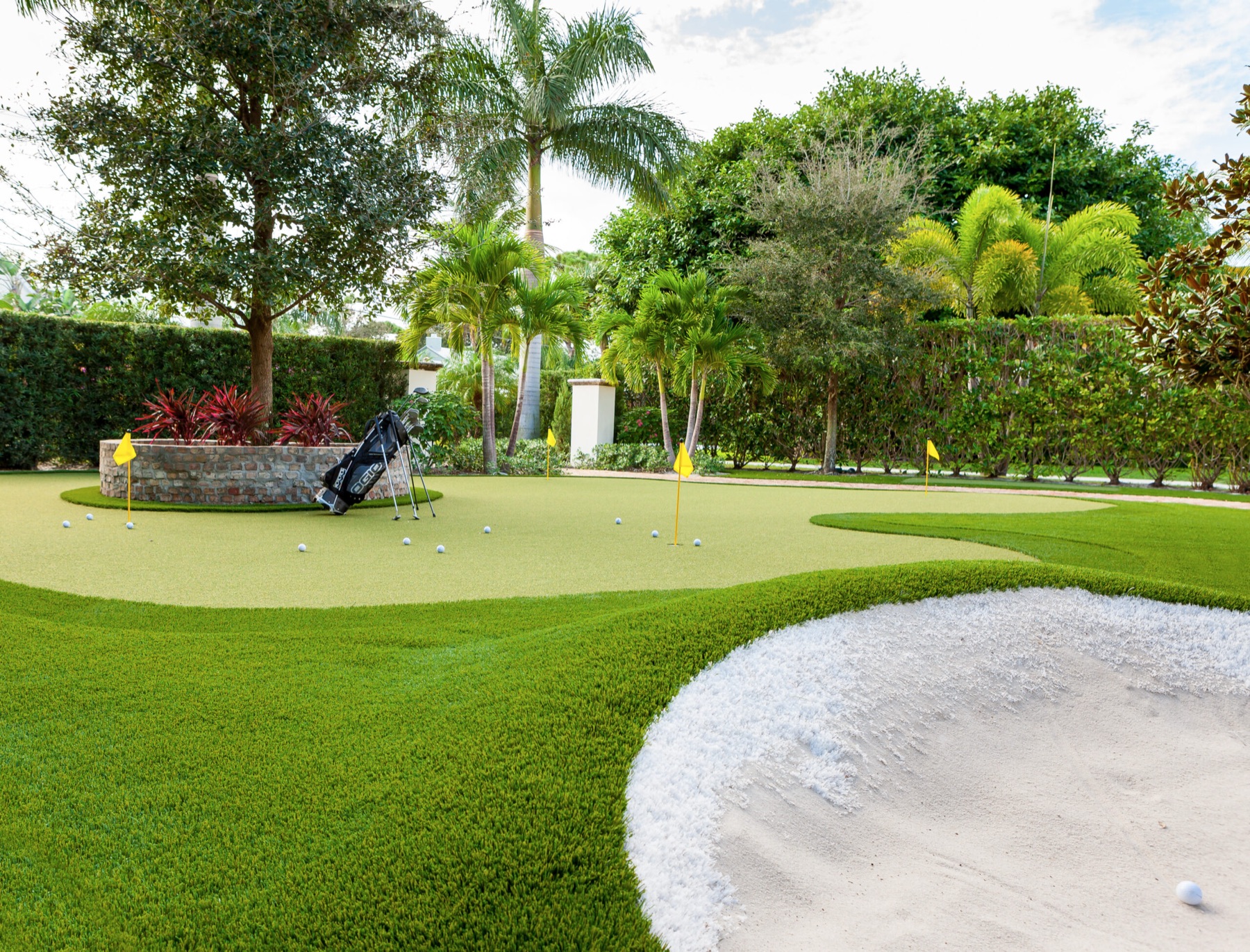 Rear yard putting green installed by Top Turf in Wellington, Florida
